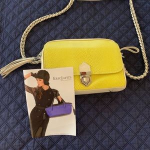Eric Javits yellow and cream leather bag.